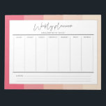 Moderne typografische pastelstripes weekplanner notitieblok<br><div class="desc">Een eenvoudige Wekelijkse planner met een pastelstreekachtergrond en een retro typografie,  om je wekelijkse schema te organiseren als een pro.</div>