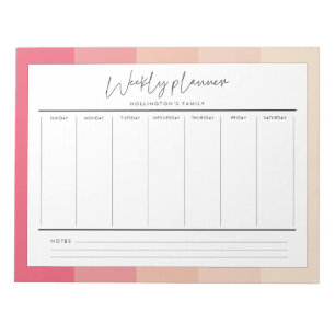 Moderne typografische pastelstripes weekplanner notitieblok