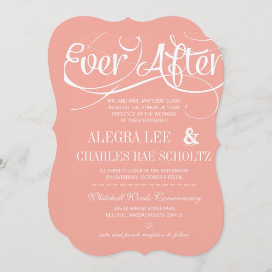 Moderne typografische peach ooit na het karton kaart (Voorkant / Achterkant)