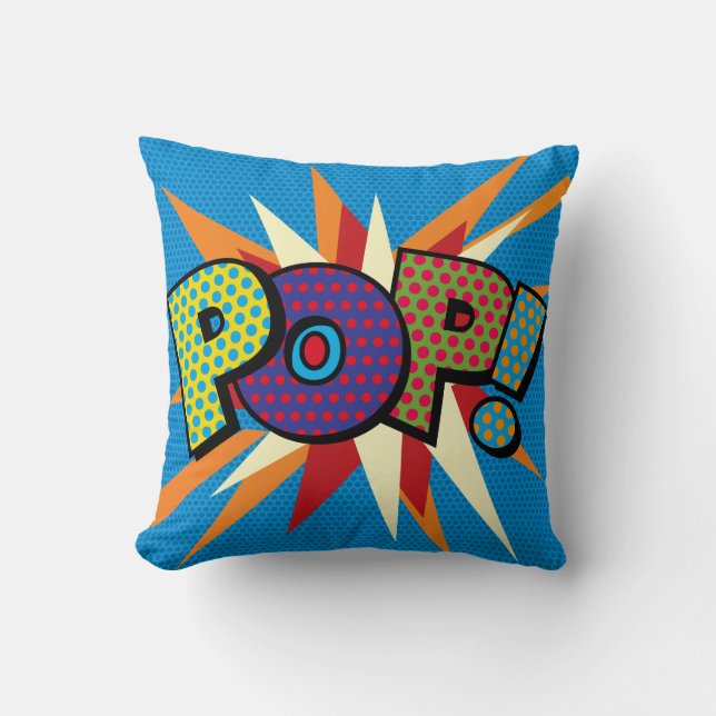 Moderne typografische POP Comic Book Pop Art Kussen (Voorkant)
