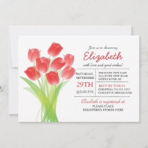 Moderne Typografische Red Tulip Vrijgezellenfeest Kaart