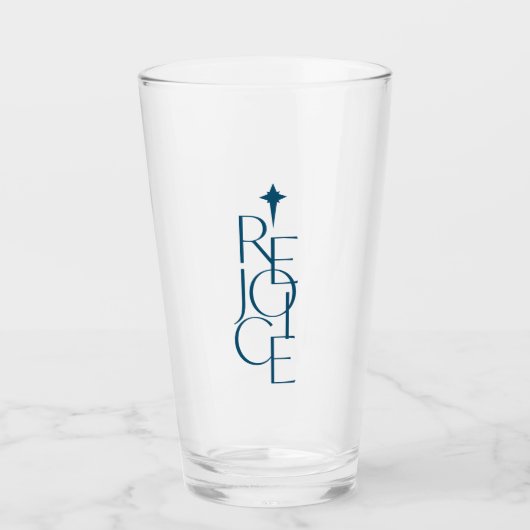 Moderne, typografische REJOICE & ster Kerstmis Glas (Voorkant)