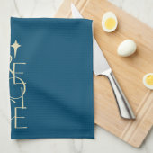 Moderne, typografische REJOICE & ster Kerstmis Theedoek (Quarter Fold)
