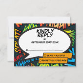 Moderne Typografische Stripboek Huwelijk RSVP Kaartje (Voorkant)