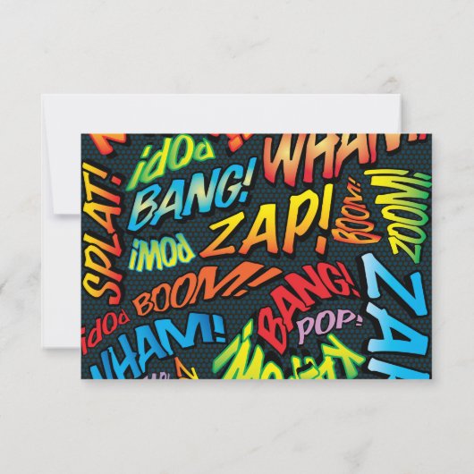 Moderne Typografische Stripboek Trouwdag RSVP Kaartje (Achterkant)