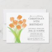 Moderne Typografische Tulip Flowers Birthday Party Kaart (Voorkant)