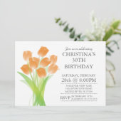 Moderne Typografische Tulip Flowers Birthday Party Kaart (Staand voorkant)