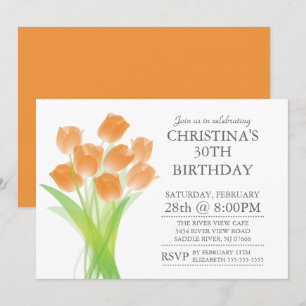 Moderne Typografische Tulip Flowers Birthday Party Kaart