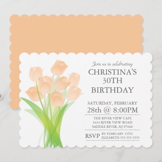 Moderne Typografische Tulip Flowers Birthday Party Kaart (Voorkant / Achterkant)