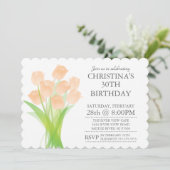 Moderne Typografische Tulip Flowers Birthday Party Kaart (Staand voorkant)