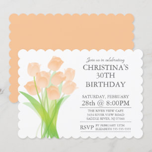Moderne Typografische Tulip Flowers Birthday Party Kaart