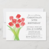 Moderne Typografische Tulip Flowers Birthday Party Kaart (Voorkant)