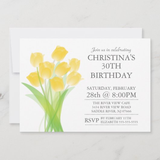 Moderne Typografische Tulpenbloemen Verjaardagsfee Kaart (Voorkant)