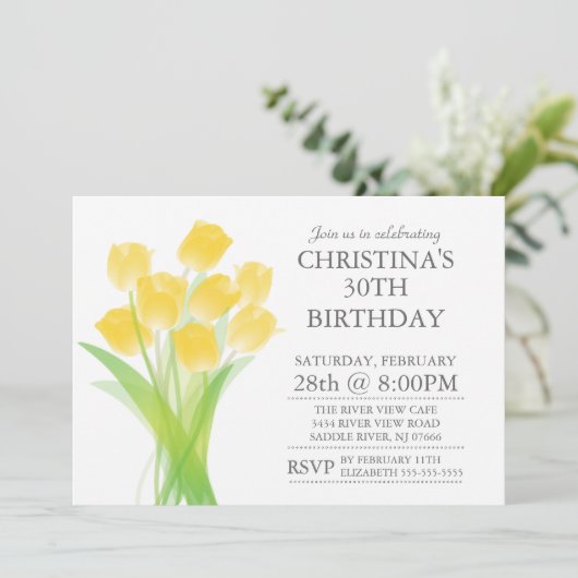 Moderne Typografische Tulpenbloemen Verjaardagsfee Kaart (Staand voorkant)