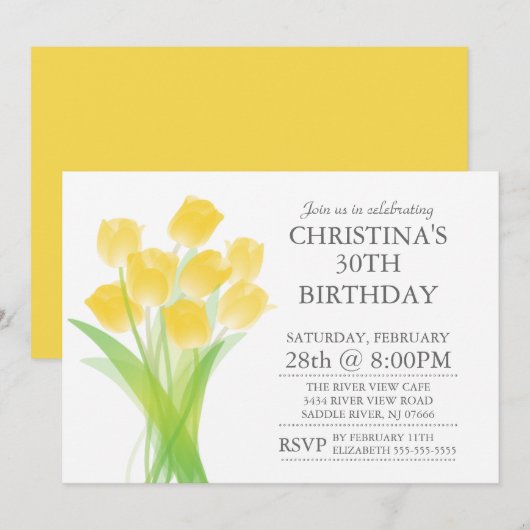 Moderne Typografische Tulpenbloemen Verjaardagsfee Kaart (Voorkant / Achterkant)