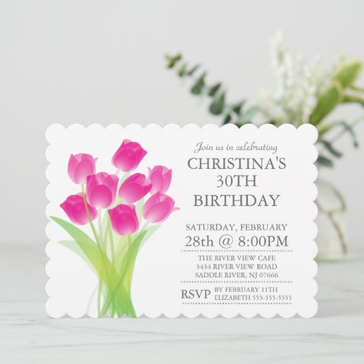 Moderne Typografische Tulpenbloemen Verjaardagsfee Kaart (Staand voorkant)