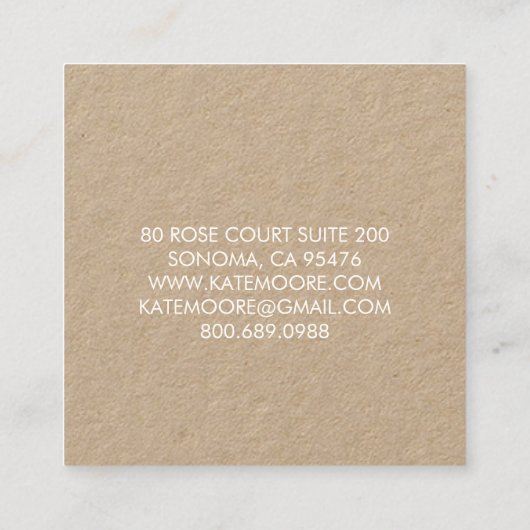 Moderne Typographic Kraft Business Consultant Vierkante Visitekaartje (Achterkant)
