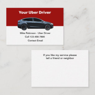 Moderne Uber-bestuurder ritoproep Visitekaartje