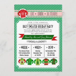 Moderne Ugly Sweater Holiday Party Kaart