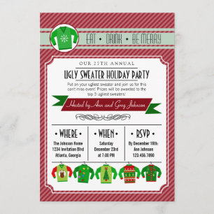 Moderne Ugly Sweater Holiday Party Kaart