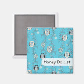 Moderne uilen "Honey Do" Magneet (Voorkant / Achterkant)
