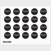 Moderne uitbreiding met elegante zwarte en roos go ronde sticker (Vel)