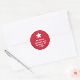 Moderne Uitgesneden Ster Rode Kerststicker Ronde Sticker