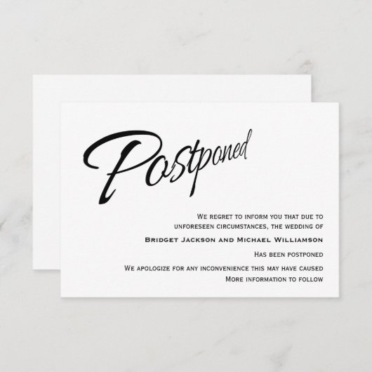 Moderne uitgestelde huwelijksaankondiging save the date (Voorkant / Achterkant)