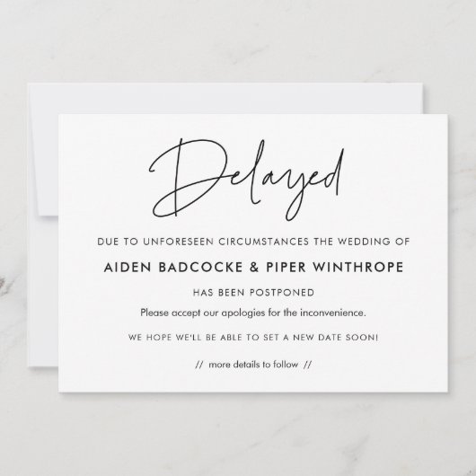 Moderne uitgestelde trouwannonce kaart (Voorkant)