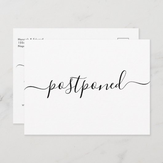 Moderne Uitgestelde Trouwkaart Aankondigingskaart (Voorkant / Achterkant)