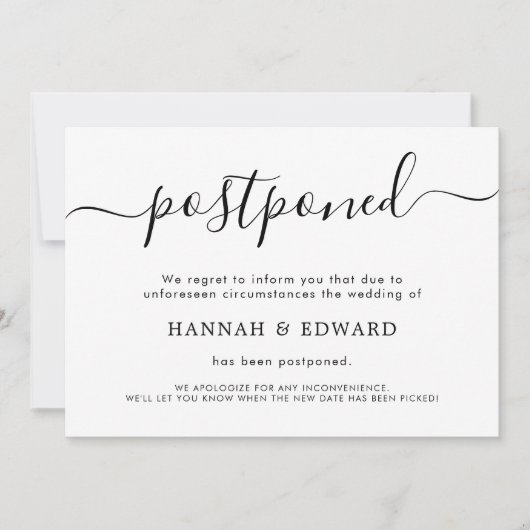 Moderne Uitgestelde Trouwkaart Kaart (Voorkant)