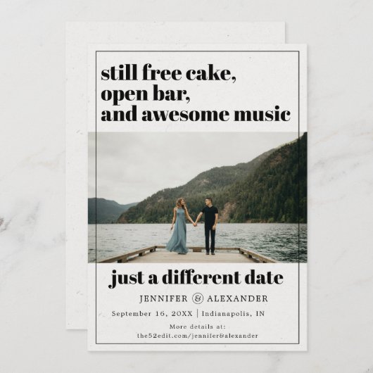 Moderne Uitgestelde Wijzig de Datum Foto Save The Date (Voorkant / Achterkant)