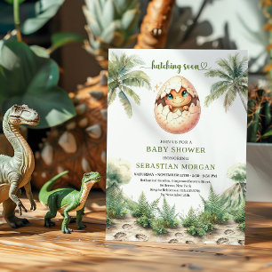 Moderne uitkomst van dinosaurusbaby shower ontwerp kaart