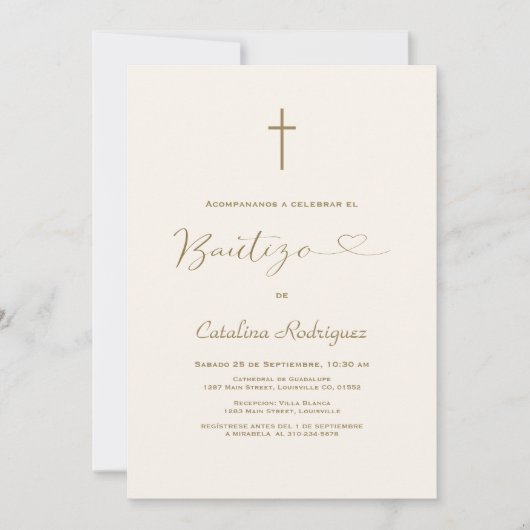 Moderne Uitnodiging De Bautizo Hija Meisjesdoop (Voorkant)