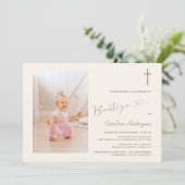 Moderne Uitnodiging De Bautizo Hija Photo Girl (Staand voorkant)