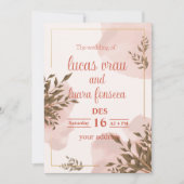 Moderne uitnodiging in een elegant wit en roze (Voorkant)