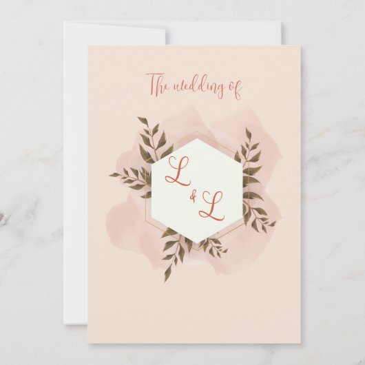 Moderne uitnodiging in een elegant wit en roze (Achterkant)