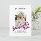 moderne uitnodiging met vet script en foto voor vr (Staand voorkant)