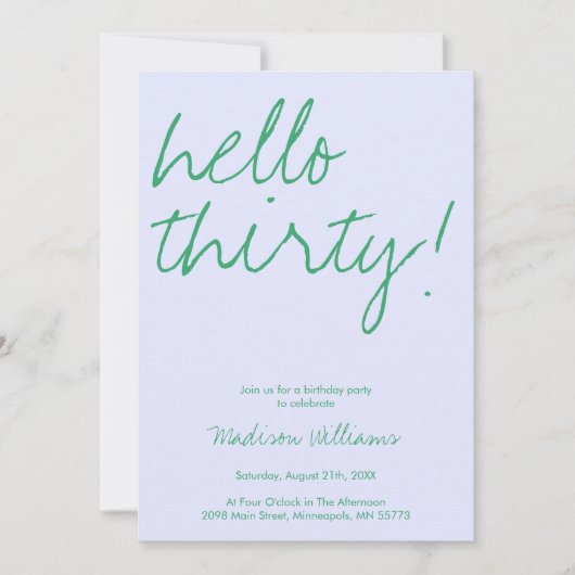 Moderne uitnodiging op 30e verjaardag (Voorkant)