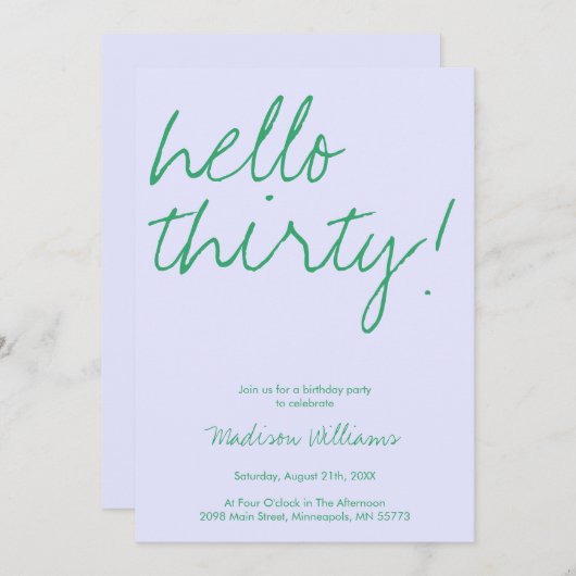 Moderne uitnodiging op 30e verjaardag (Voorkant / Achterkant)
