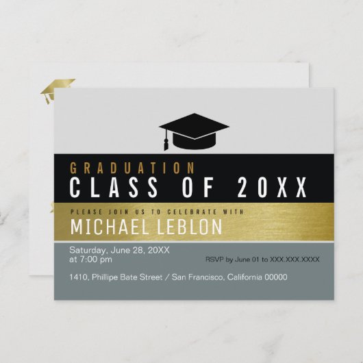 moderne uitnodiging tot afstudeerder (Voorkant / Achterkant)