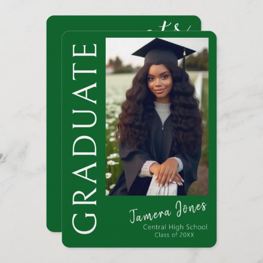 Moderne uitnodiging tot Afstuderen van foto's (Voorkant / Achterkant)