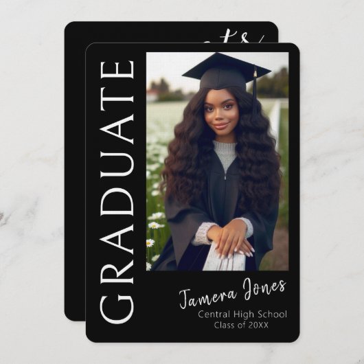 Moderne uitnodiging tot Afstuderen van foto's (Voorkant / Achterkant)