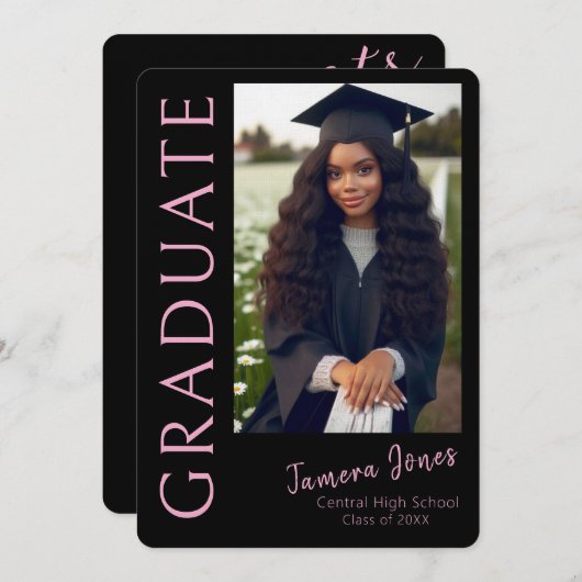 Moderne uitnodiging tot Afstuderen van foto's (Voorkant / Achterkant)