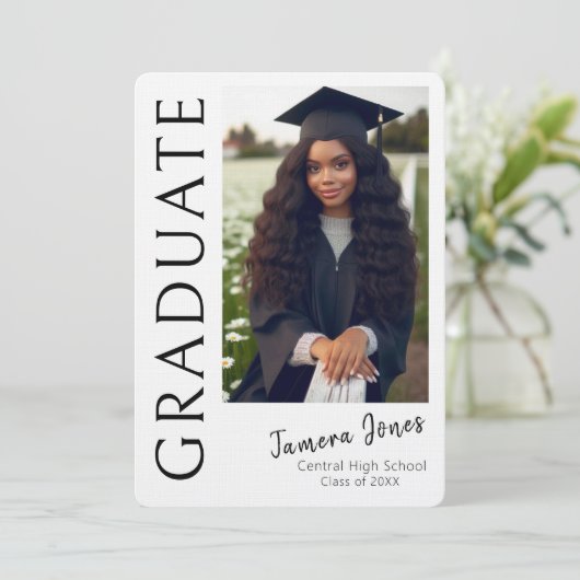 Moderne uitnodiging tot Afstuderen van foto's (Staand voorkant)