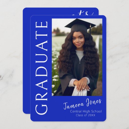 Moderne uitnodiging tot Afstuderen van foto's (Voorkant / Achterkant)