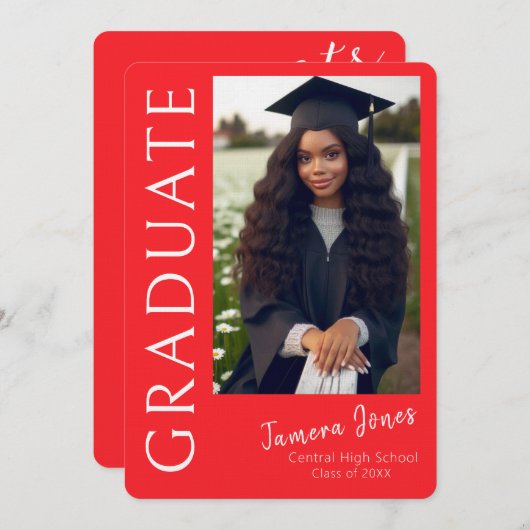 Moderne uitnodiging tot Afstuderen van foto's (Voorkant / Achterkant)