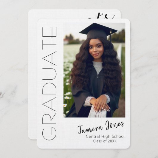 Moderne uitnodiging tot Afstuderen van foto's (Voorkant / Achterkant)