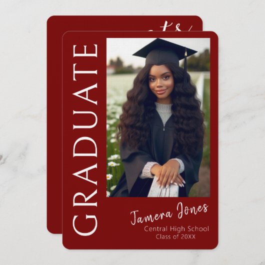 Moderne uitnodiging tot Afstuderen van foto's (Voorkant / Achterkant)