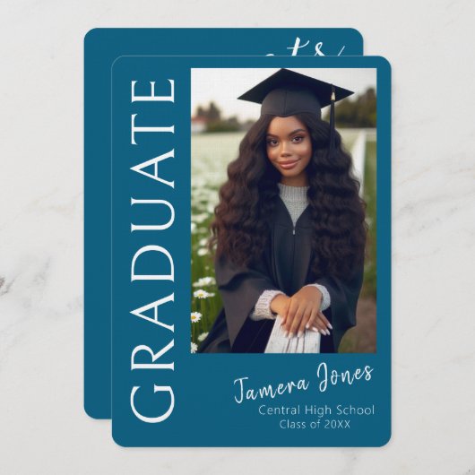 Moderne uitnodiging tot Afstuderen van foto's (Voorkant / Achterkant)